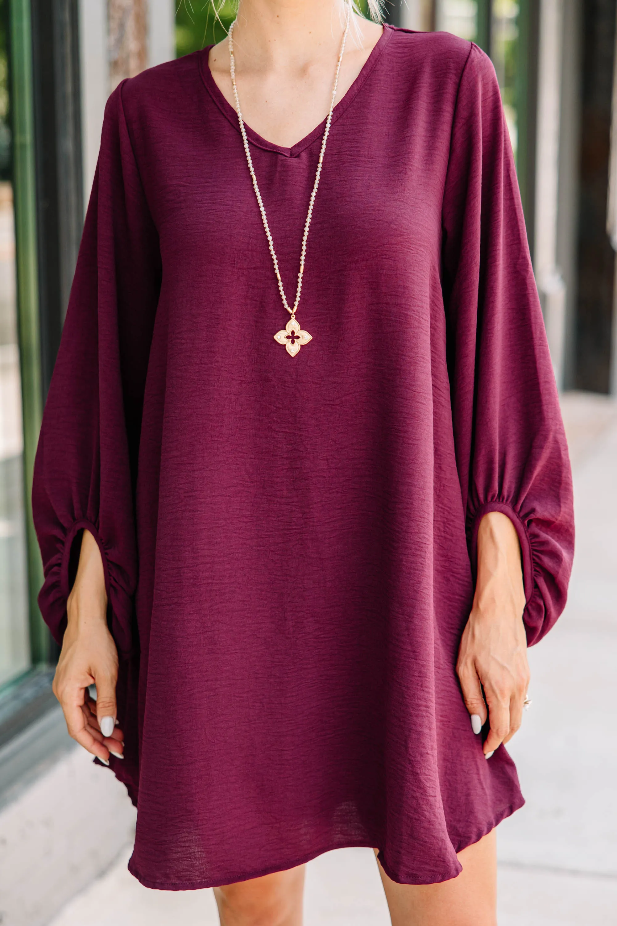 Loud And Clear Plum Purple Bubble Sleeve Dress
