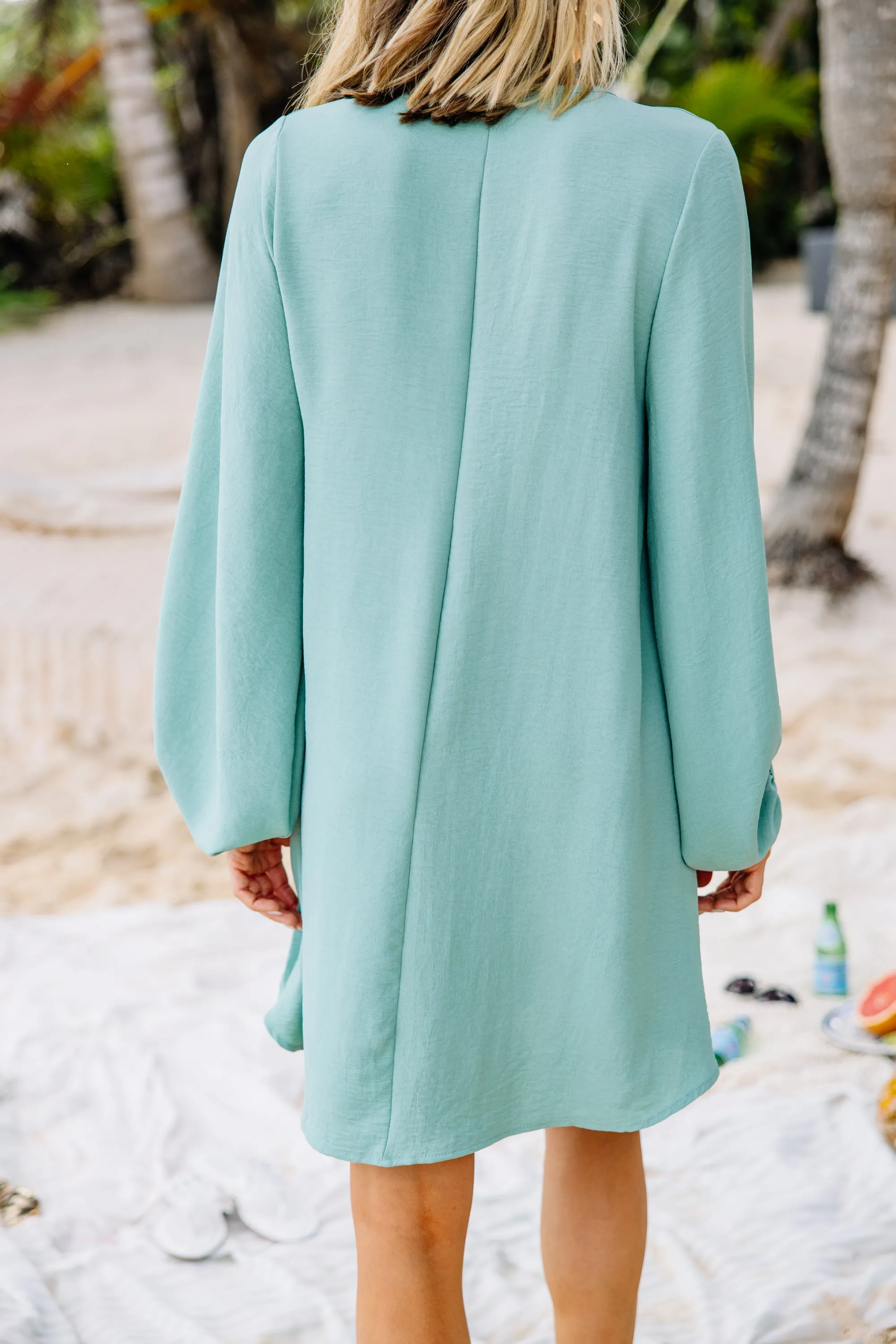 Loud And Clear Sage Green Bubble Sleeve Dress
