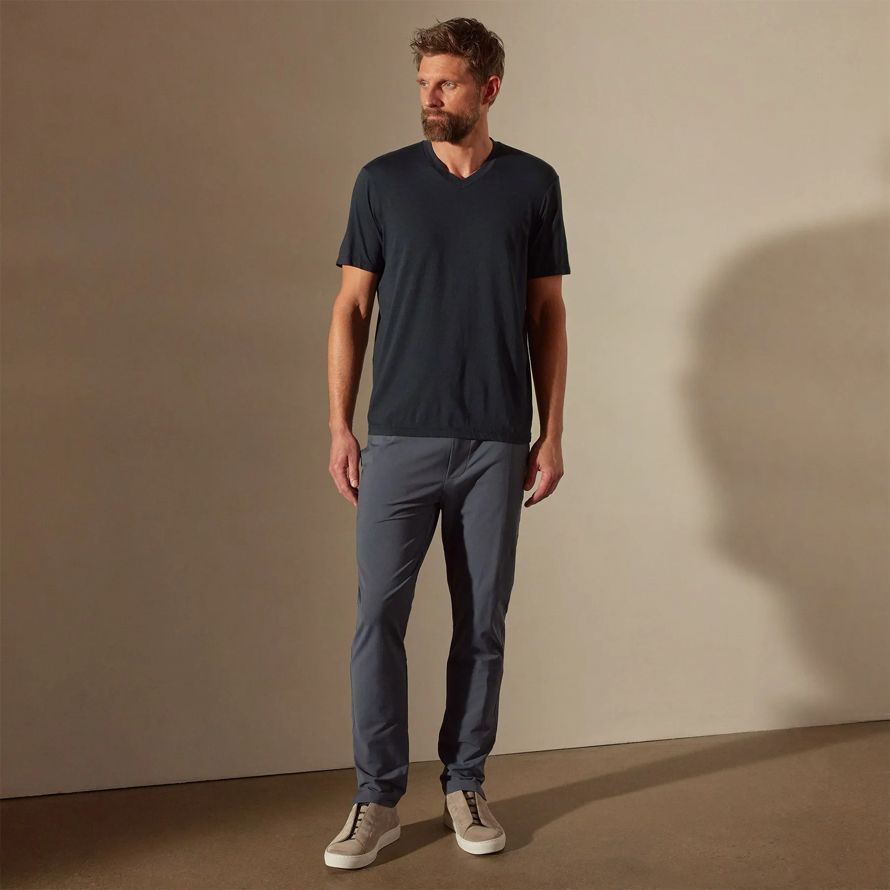 Luxe Lotus Jersey V Neck - French Navy
