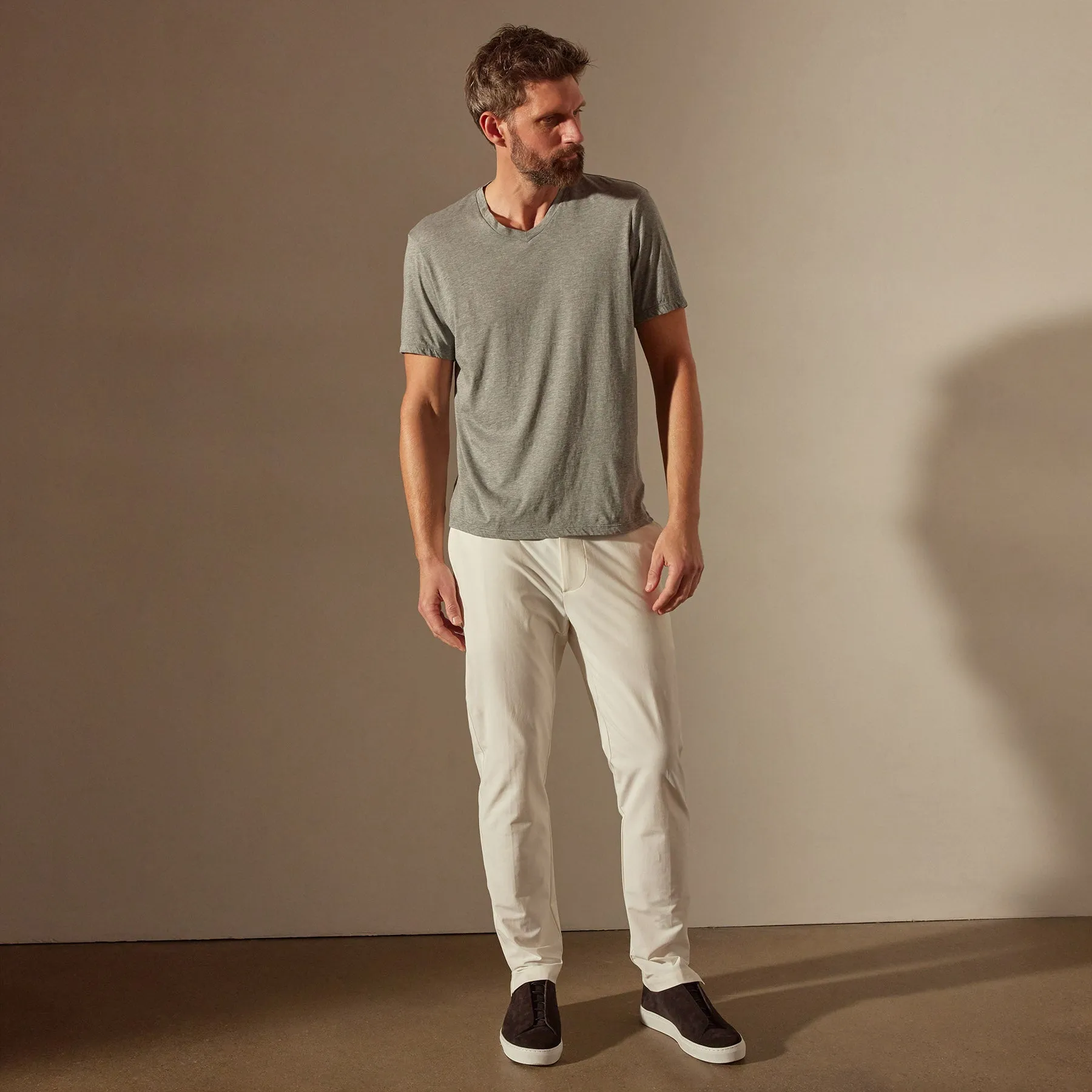 Luxe Lotus Jersey V Neck - Heather Grey