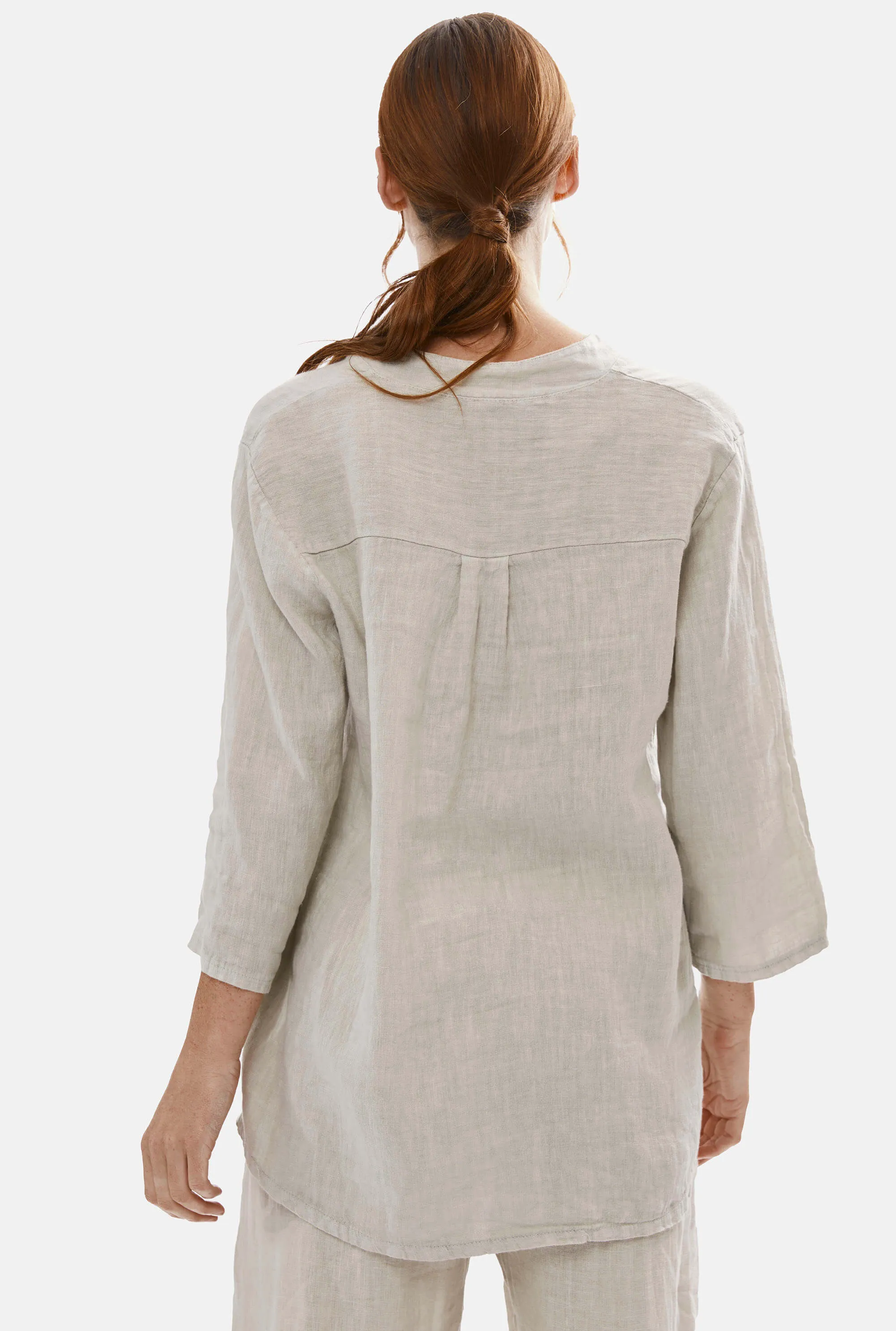 Mandarin Collar Linen Top