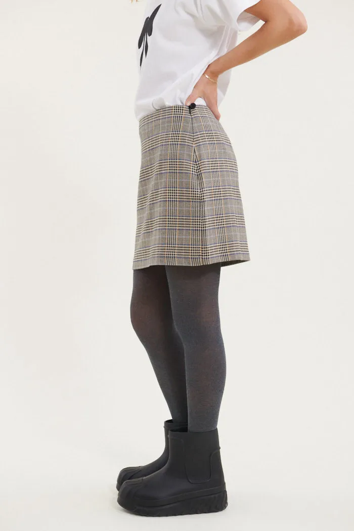 Marjorie Short Skirt - Light Khaki/Black