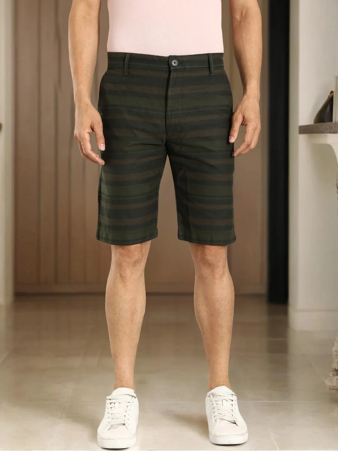 Men Striped Cotton Shorts