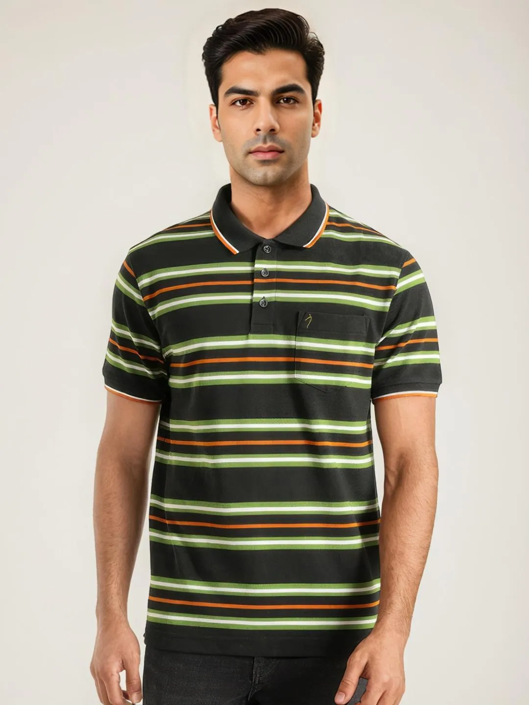 Men Striped Polo T-Shirt