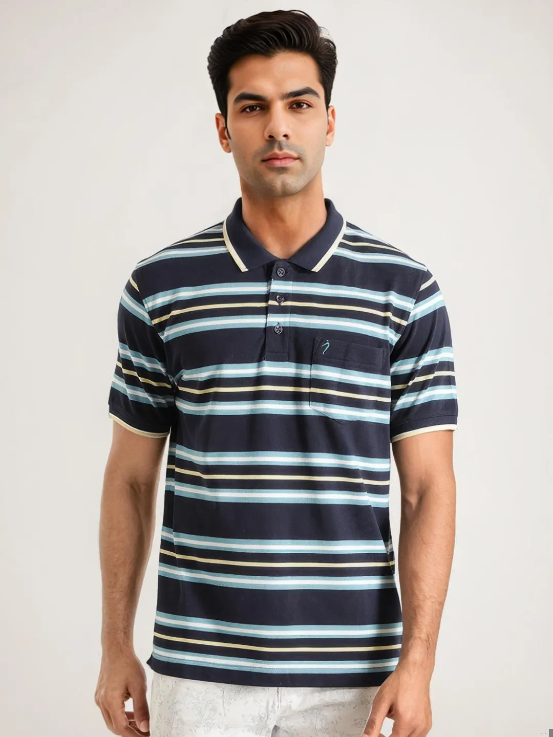 Men Striped Polo T-Shirt