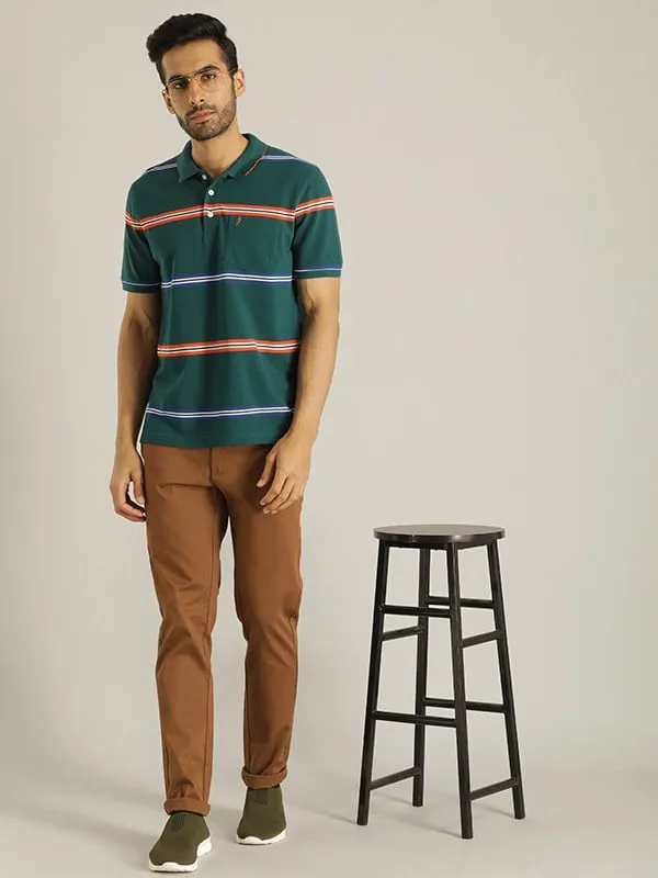 Men Striped Polo T-Shirt