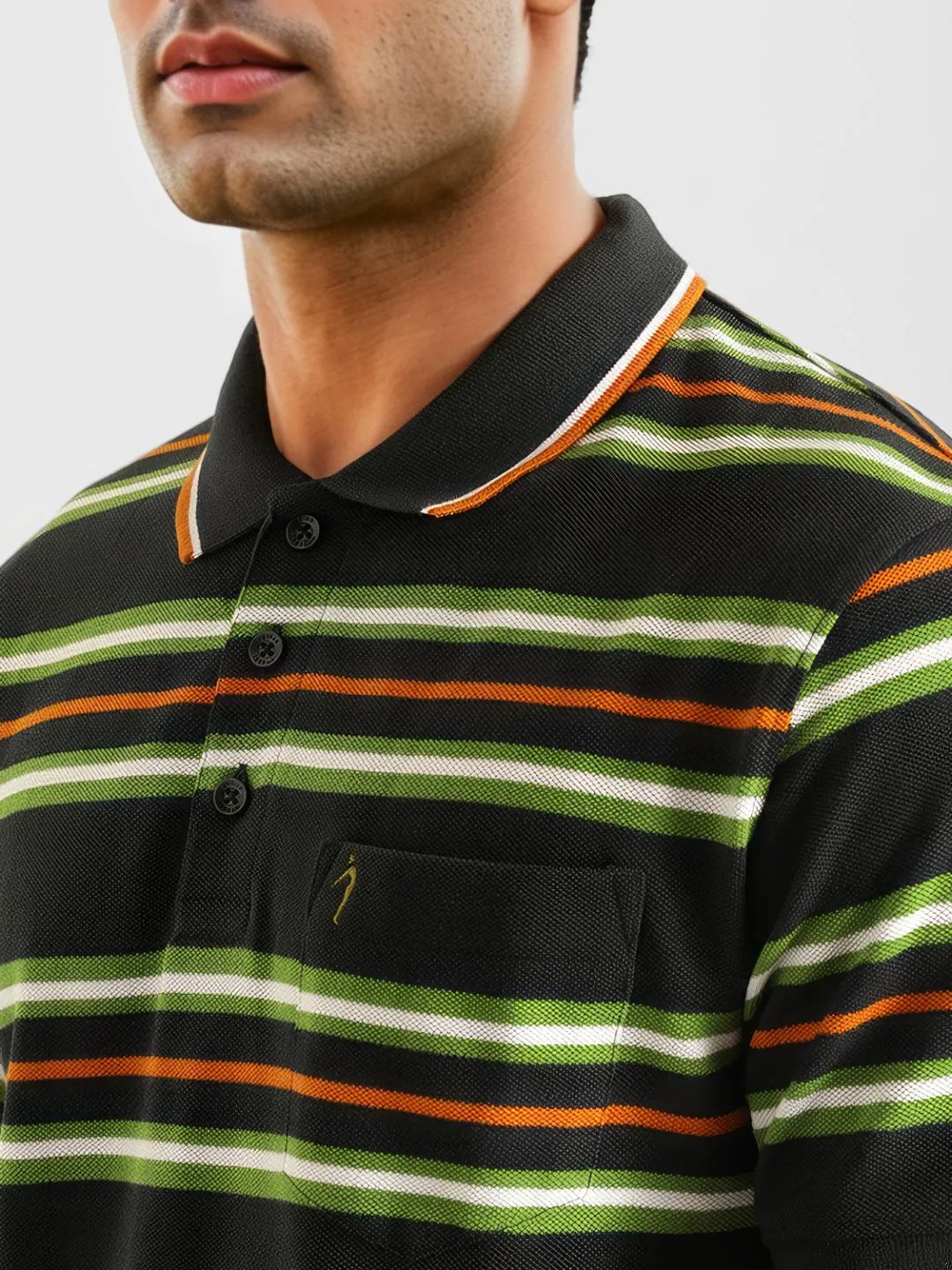 Men Striped Polo T-Shirt