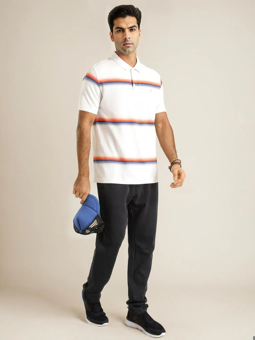 Men Striped Polo T-Shirt