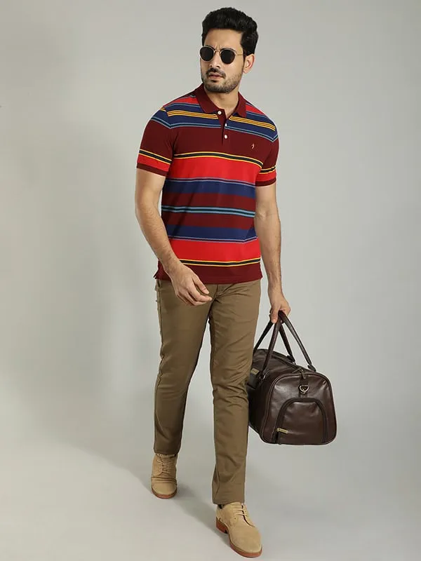 Men Striped Polo T-Shirt