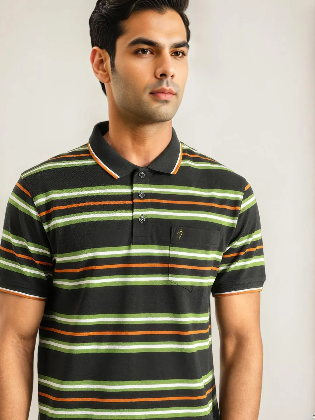 Men Striped Polo T-Shirt