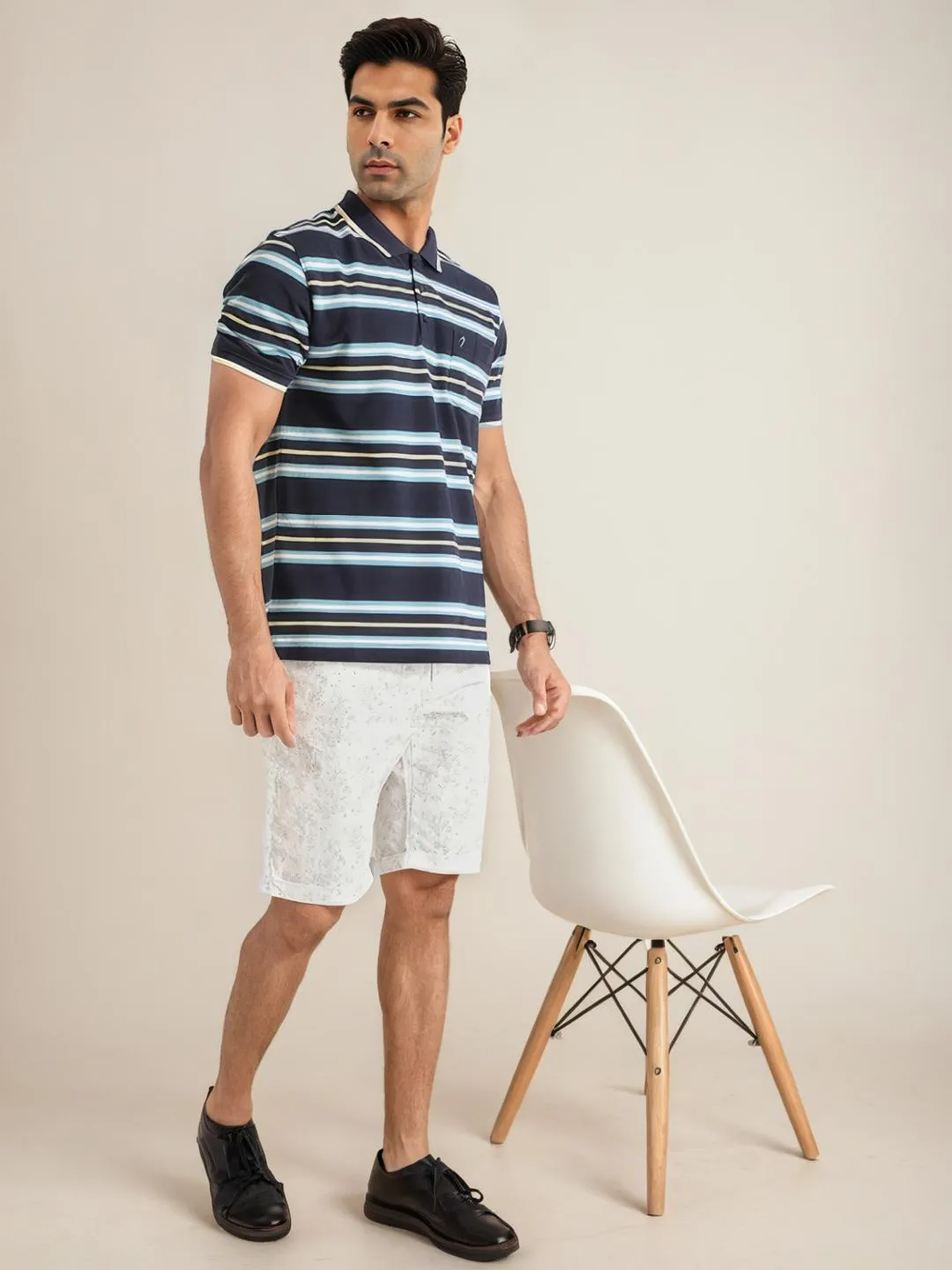 Men Striped Polo T-Shirt
