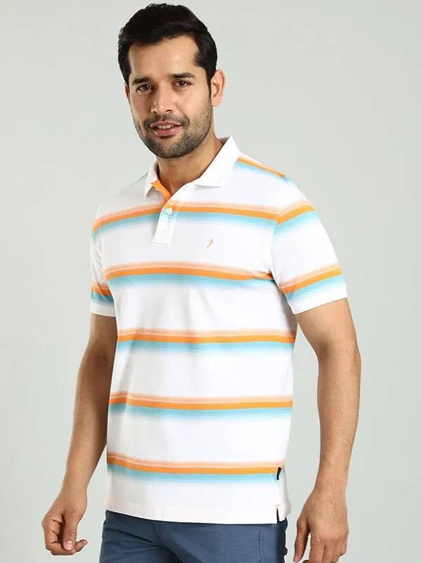 Men Striped Polo T-Shirt