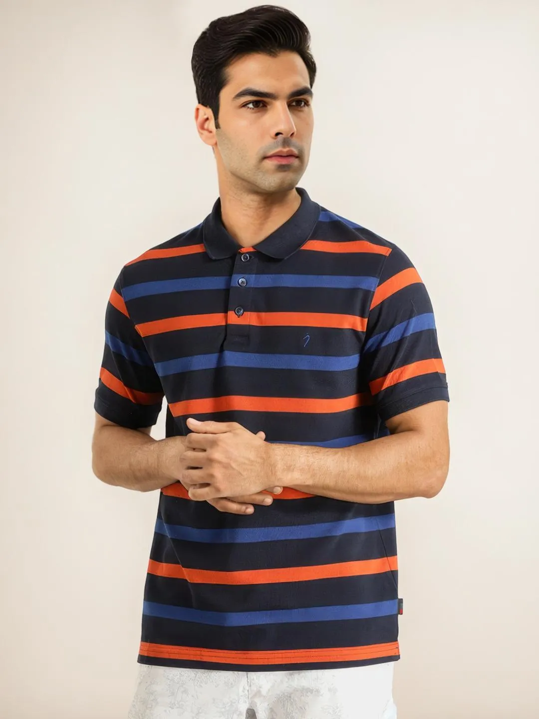 Men Striped Polo T-Shirt