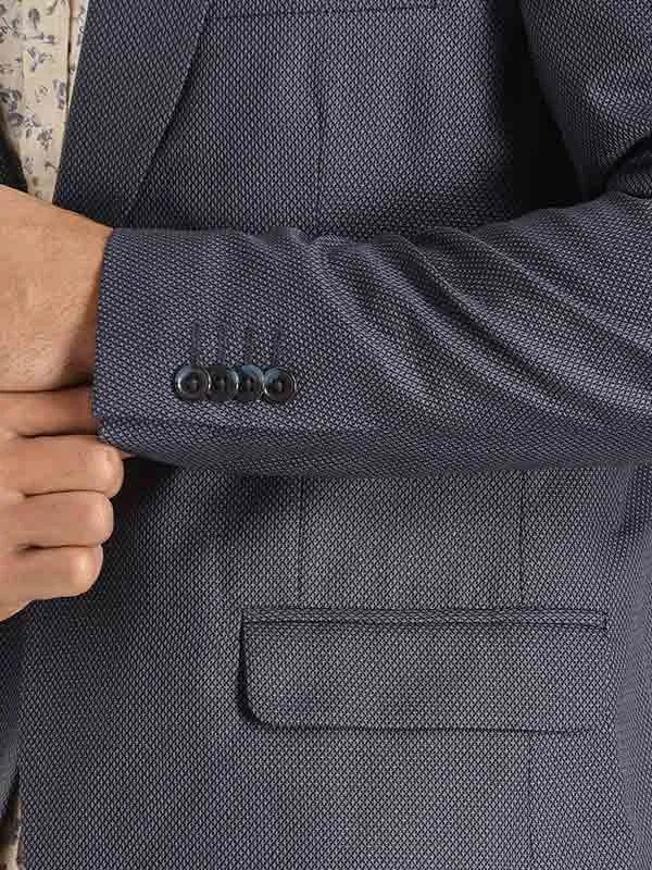Men Textured Full Sleeve Casual Blazer
