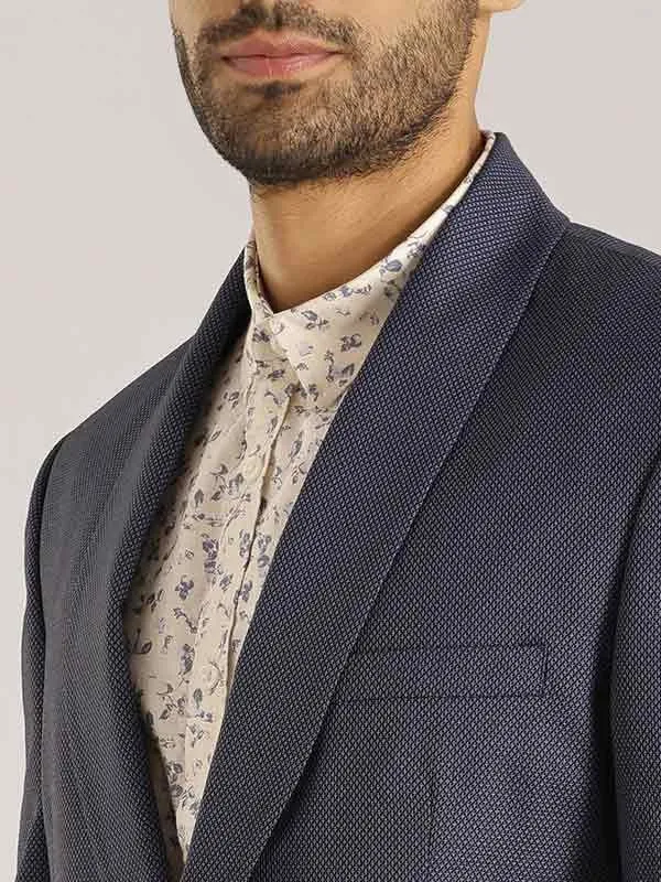 Men Textured Full Sleeve Casual Blazer