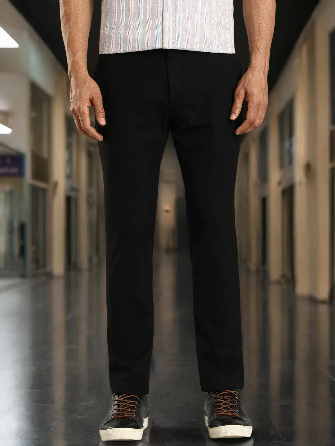 Men Urban Fit Polyester Blend Trouser