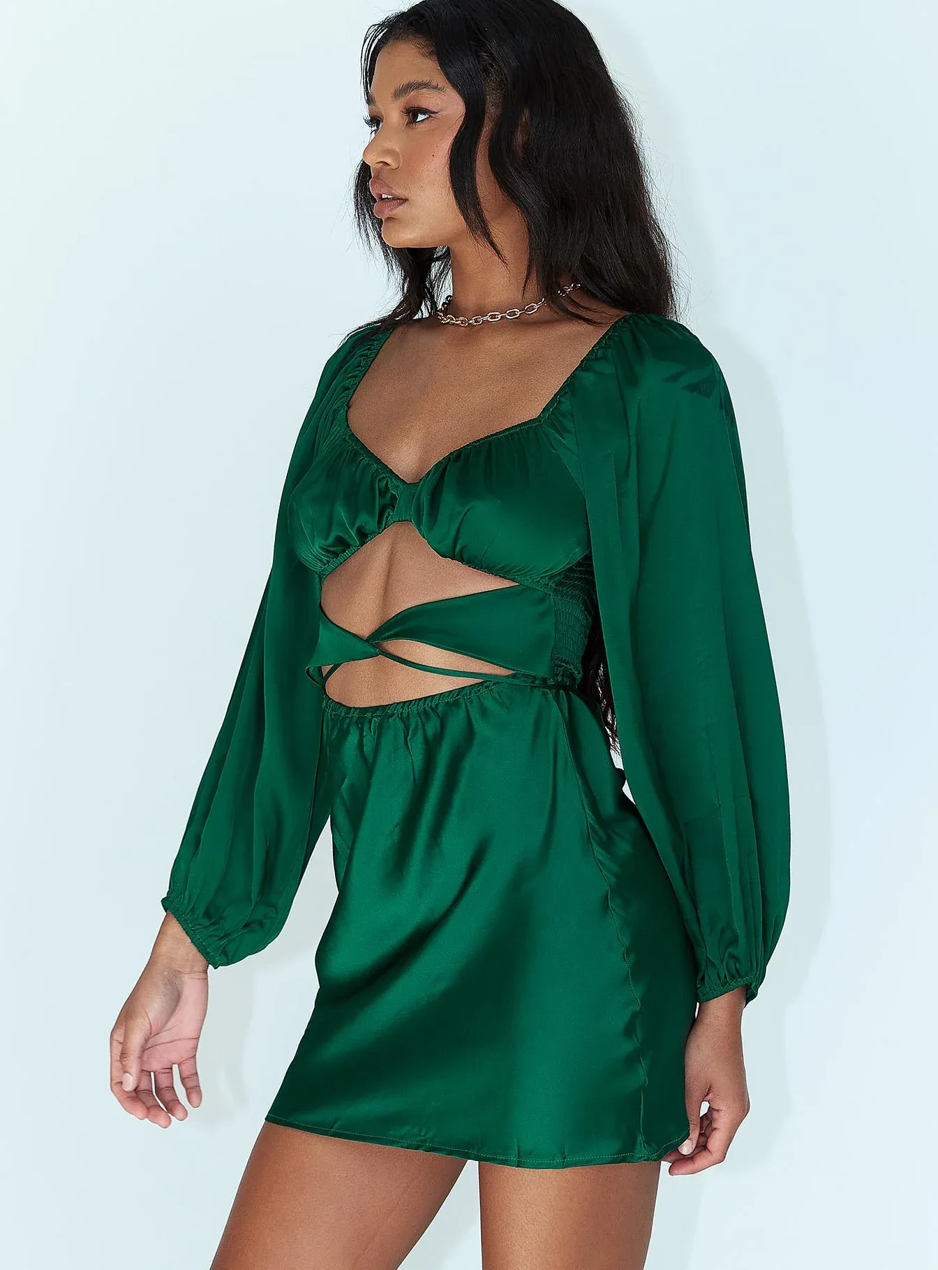 Nakita Long Sleeve Mini Dress Green