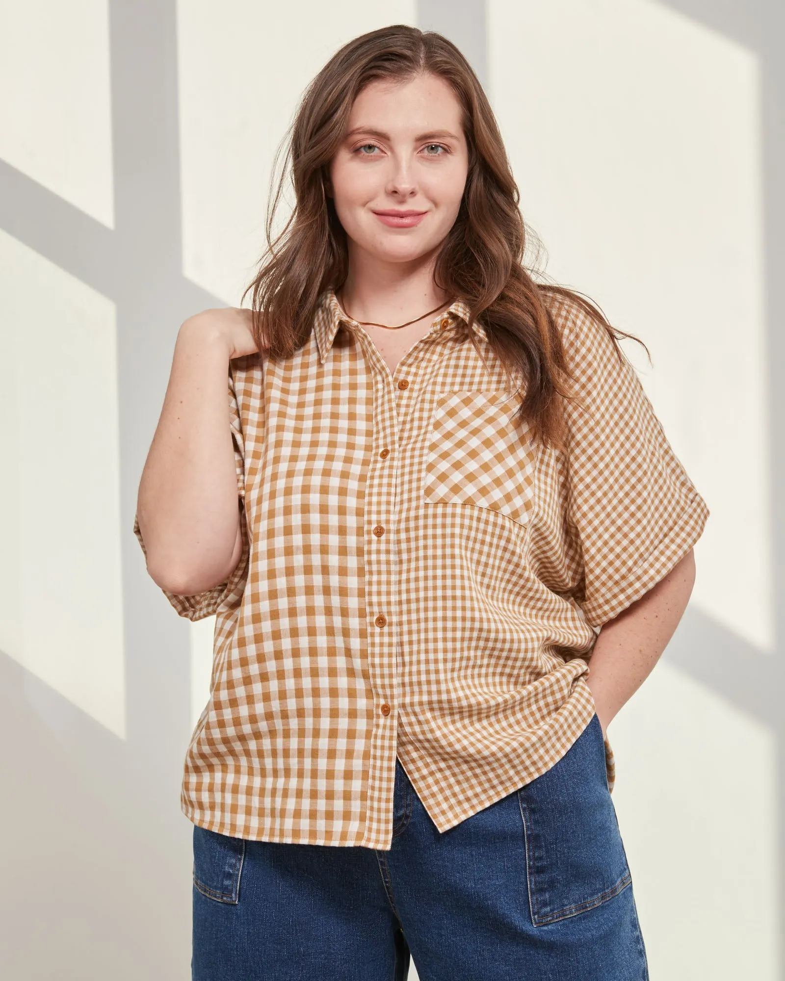 Organic Oversized Double Cloth Button Down