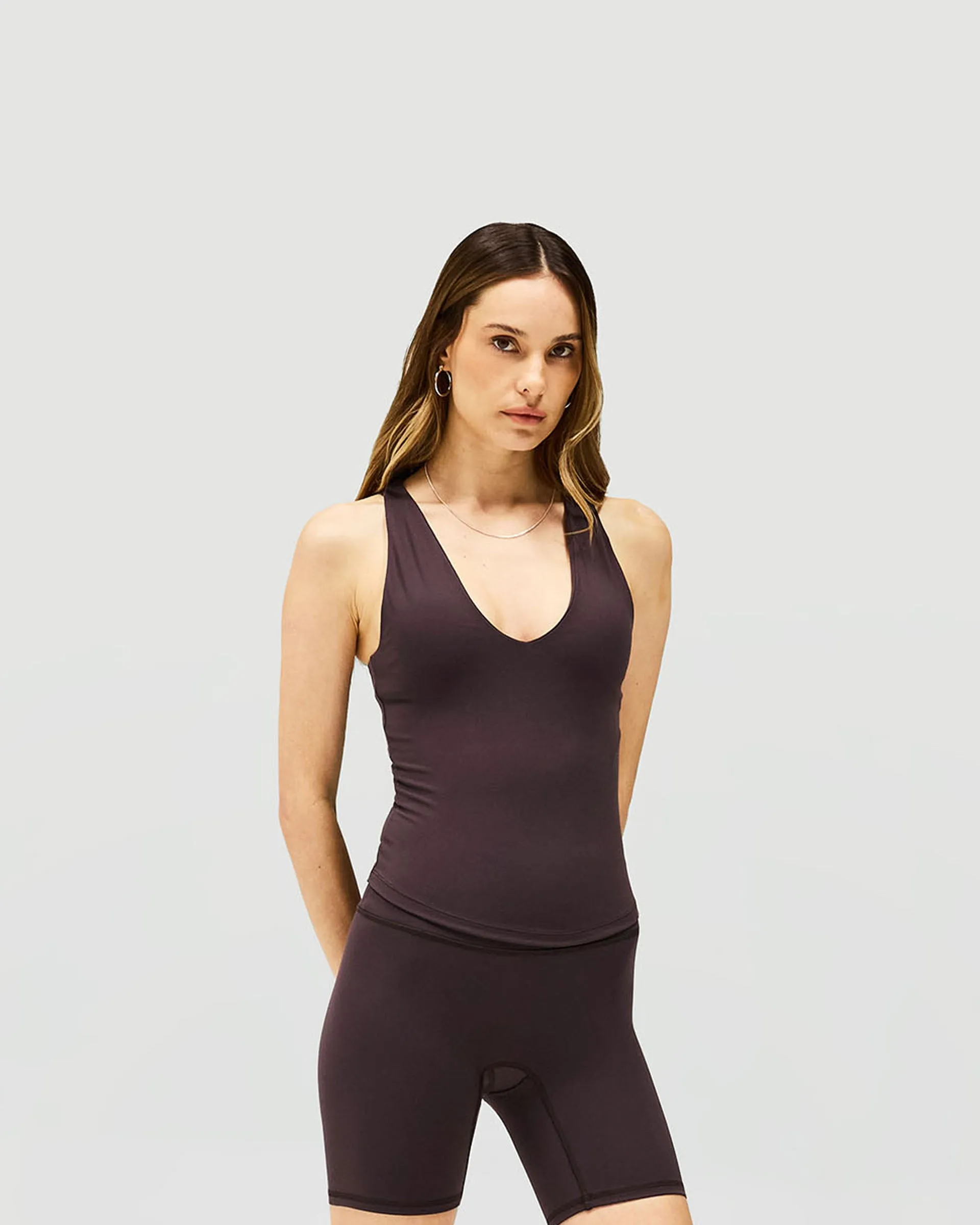 Owners Club V Neck Tank Top - Black Coffee