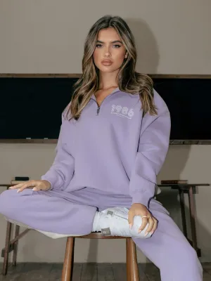 Panel 1/4 Zip Sweater - Violet