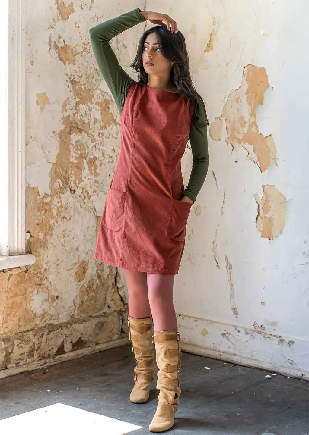 Polly Pocket Corduroy Tunic Burnt Henna