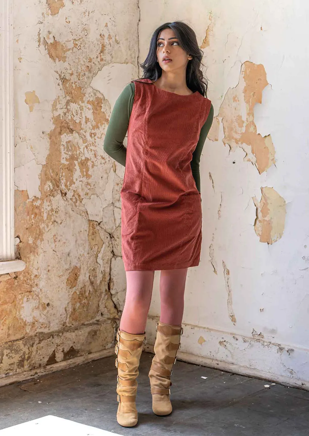 Polly Pocket Corduroy Tunic Burnt Henna