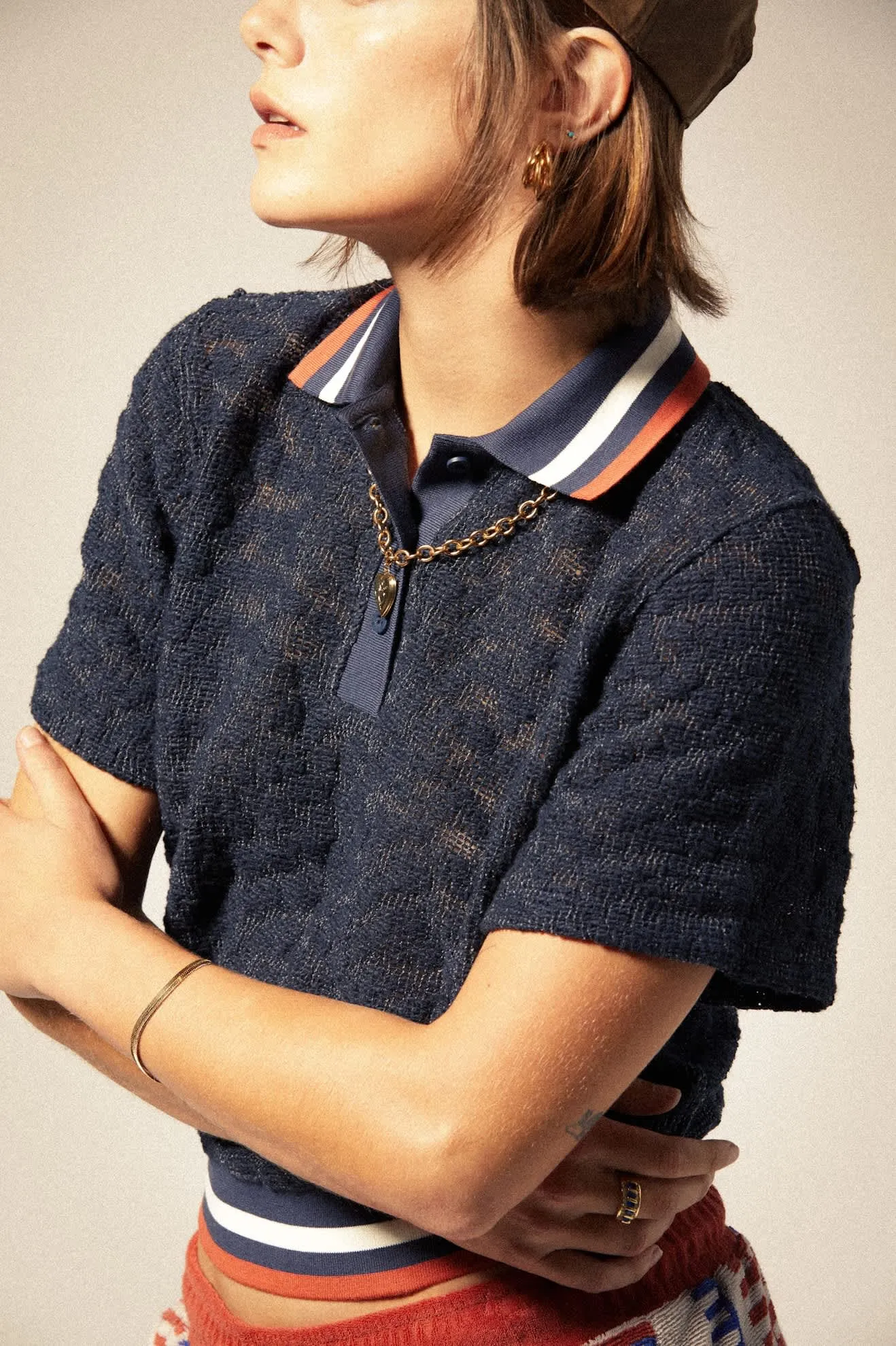 Retro Mesh S/S Polo - Washed Navy
