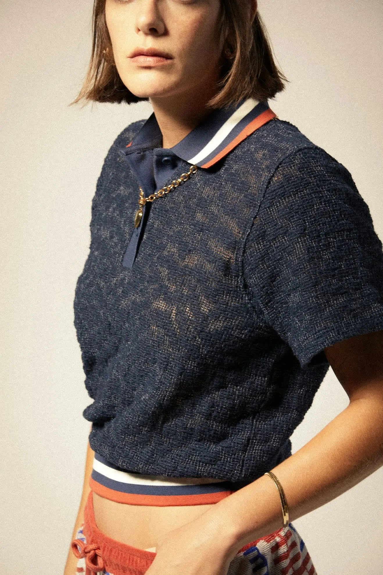 Retro Mesh S/S Polo - Washed Navy