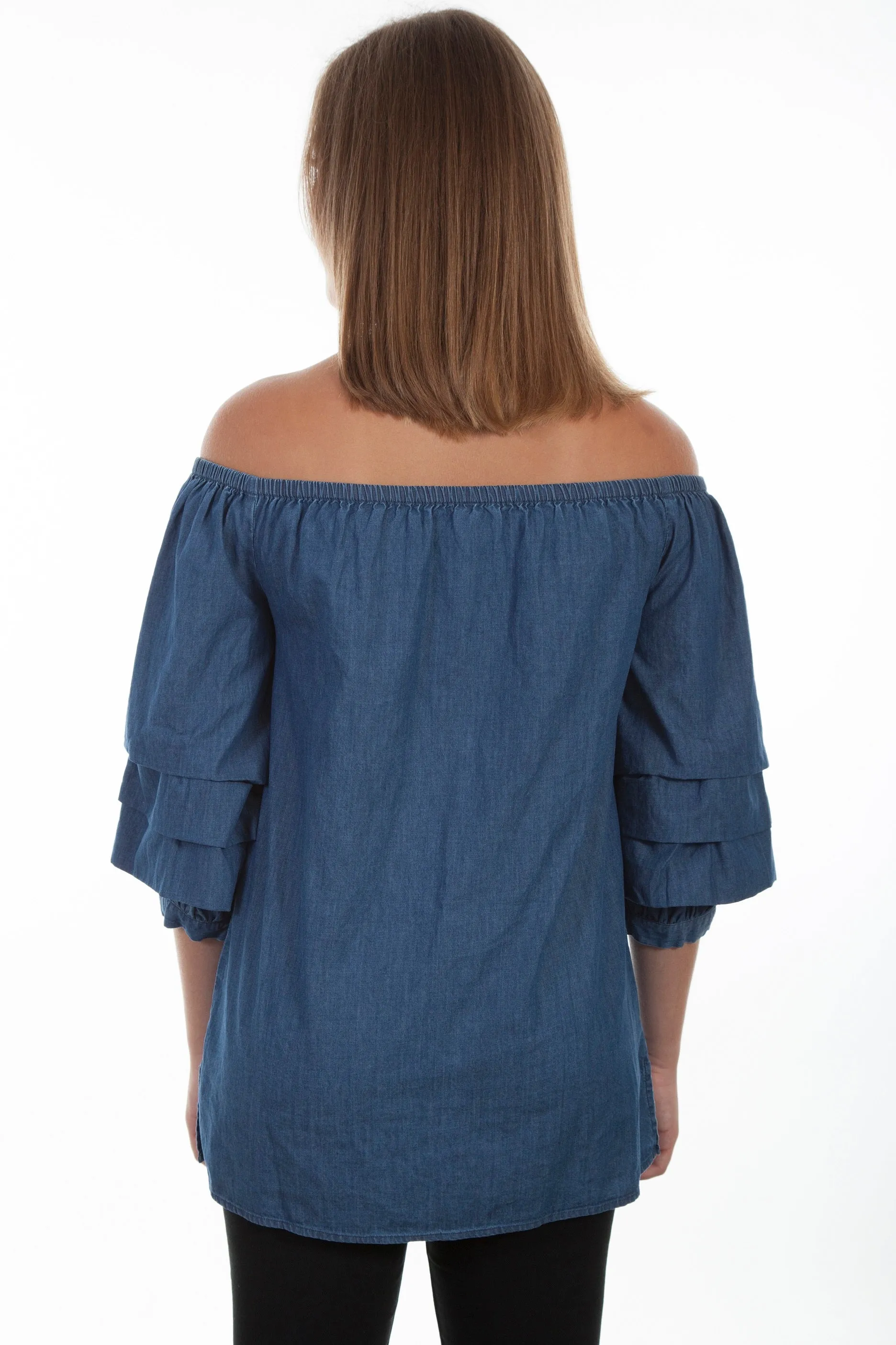Scully HC350 Lightweight Denim Blue Peasant Blouse