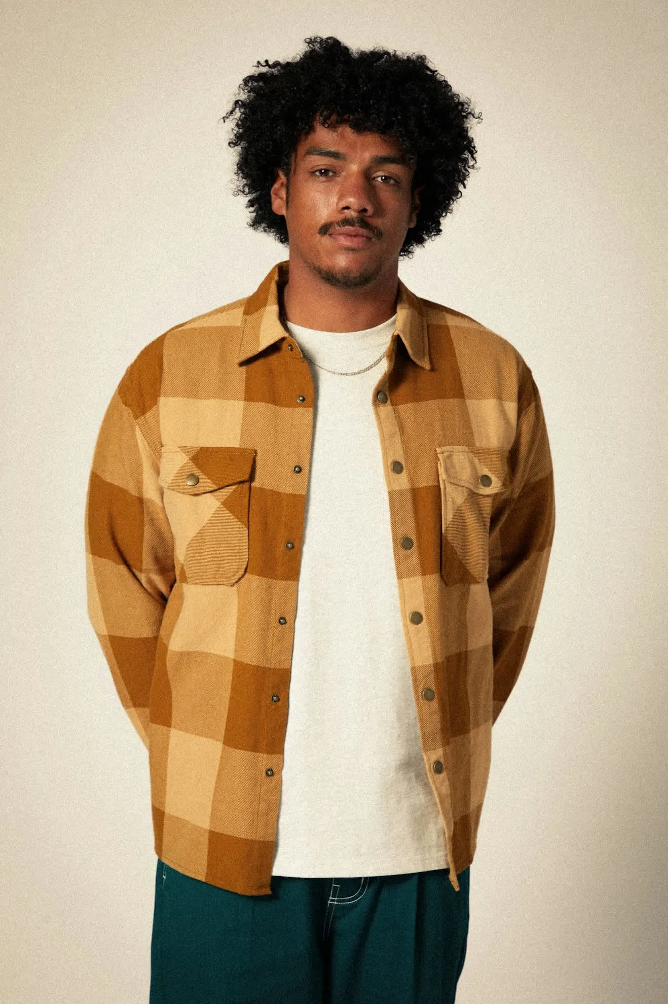 Selden L/S Flannel - Washed Copper/Curry Buffalo