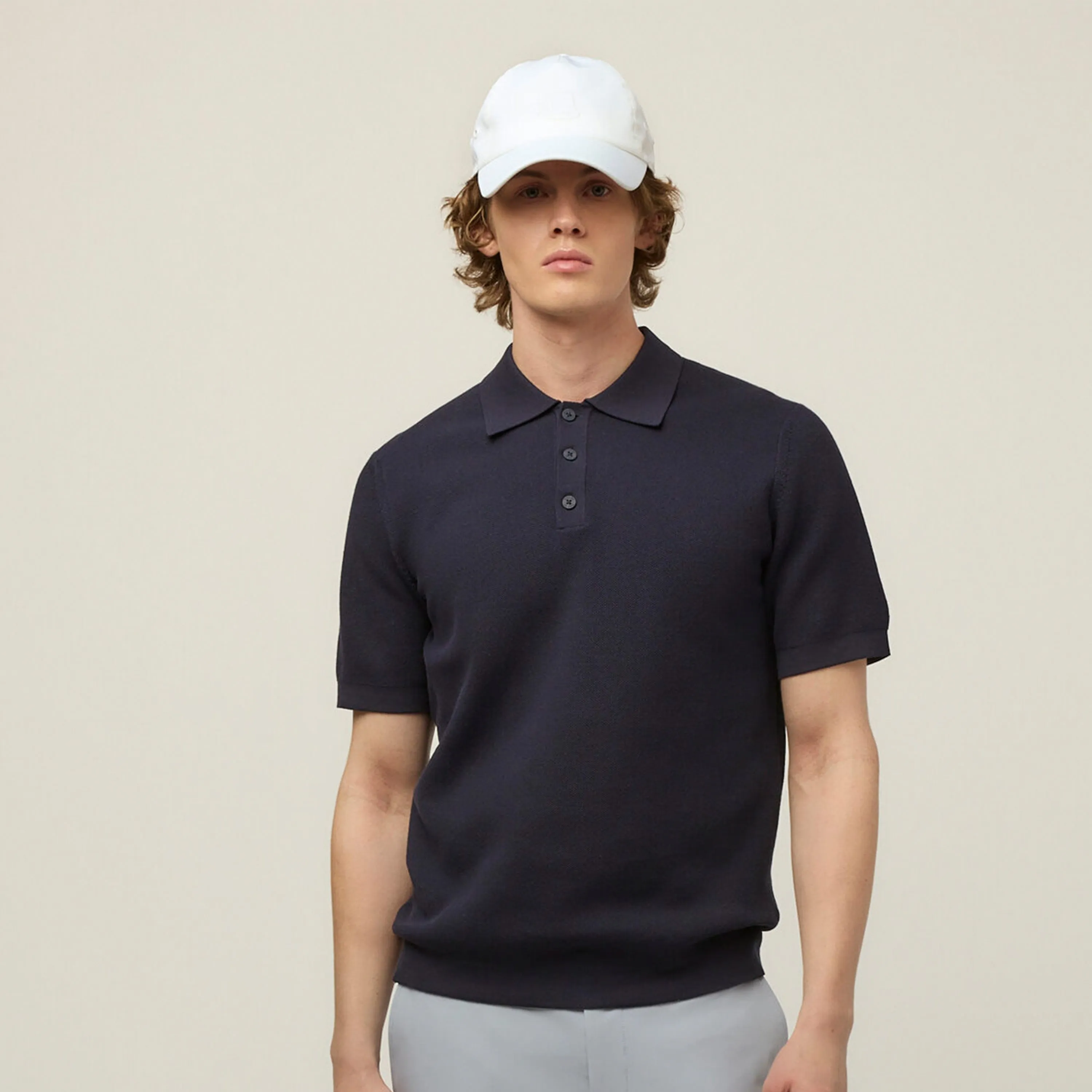Textured Polo Sweater