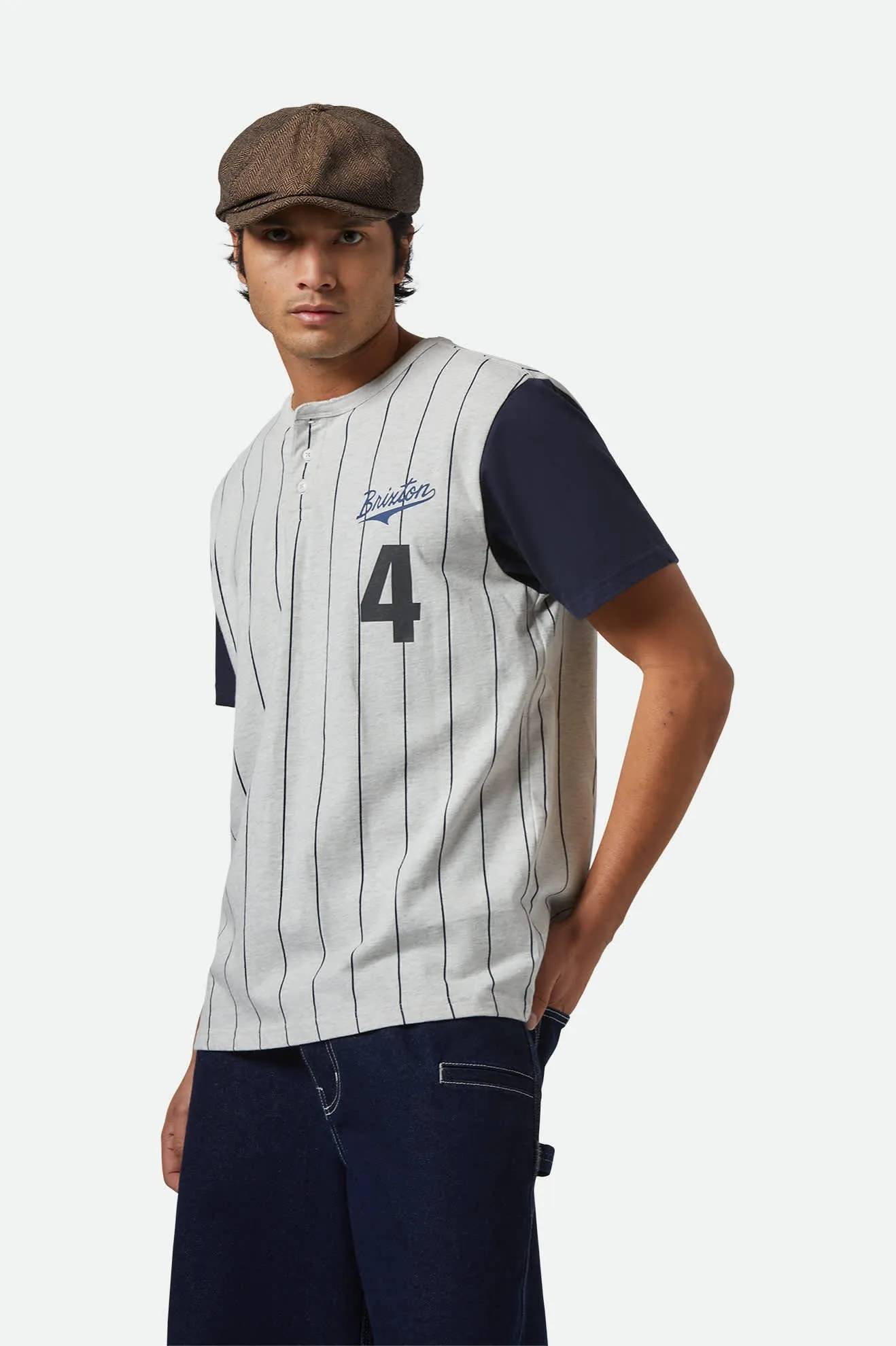 The League Baseball T-Shirt - Heather Grey Ash/Washed Navy