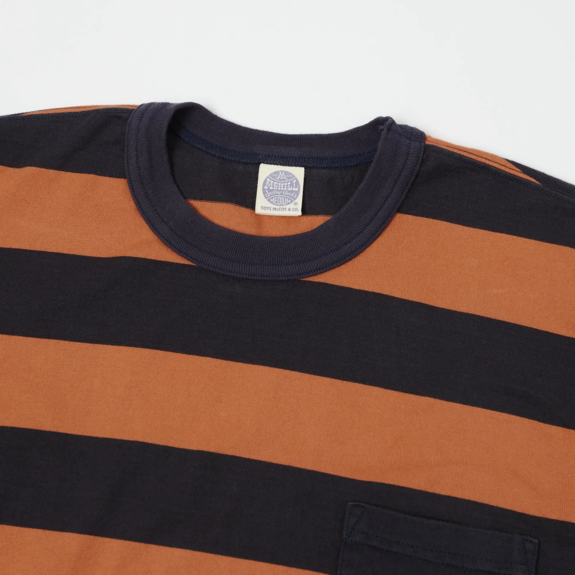 TOYS McCOY TMC2032 Bordered Stripe Pocket Tee - Carrot/Navy