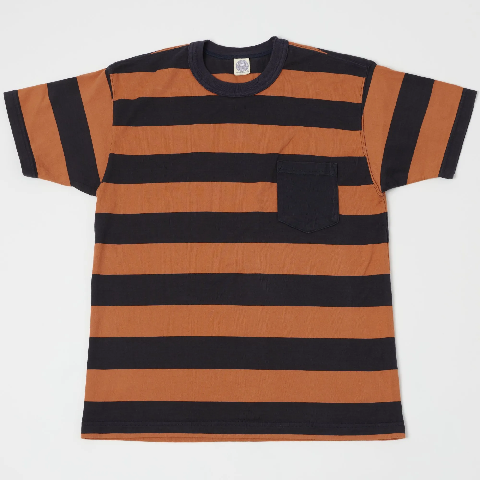 TOYS McCOY TMC2032 Bordered Stripe Pocket Tee - Carrot/Navy