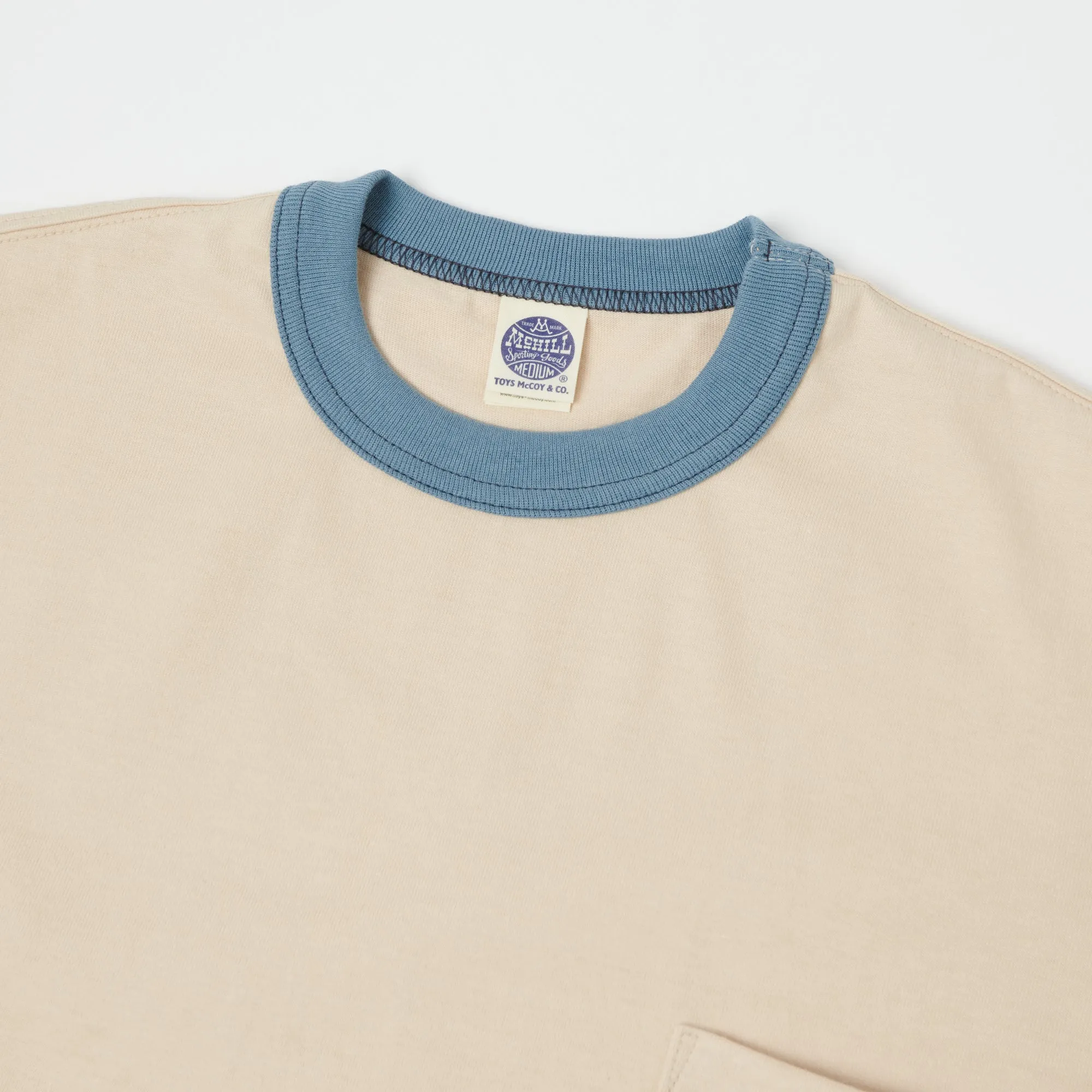 TOYS McCOY TMC2237 Ringer Pocket Tee - Beige/Blue