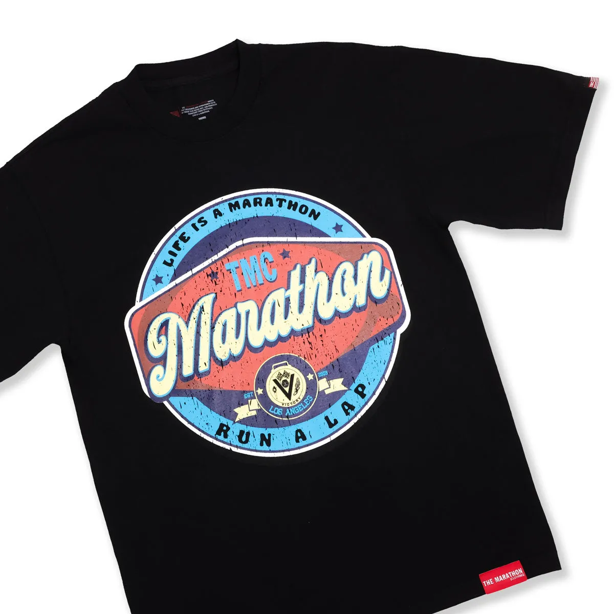 Vintage Run A Lap Marathon T-Shirt - Black