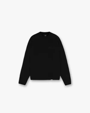 Waffle Long Sleeve T-Shirt - Black