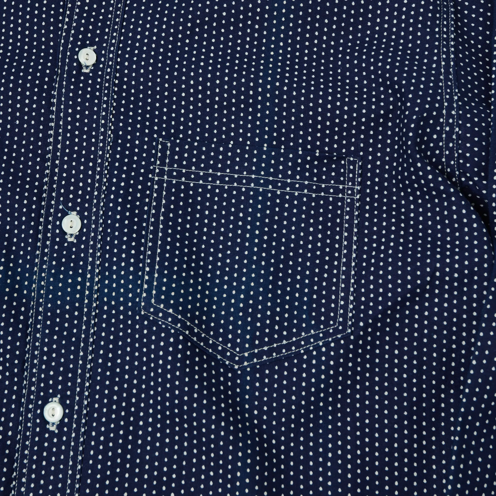 Warehouse 3025 Wide Awake Shirt - Indigo Dot Pattern