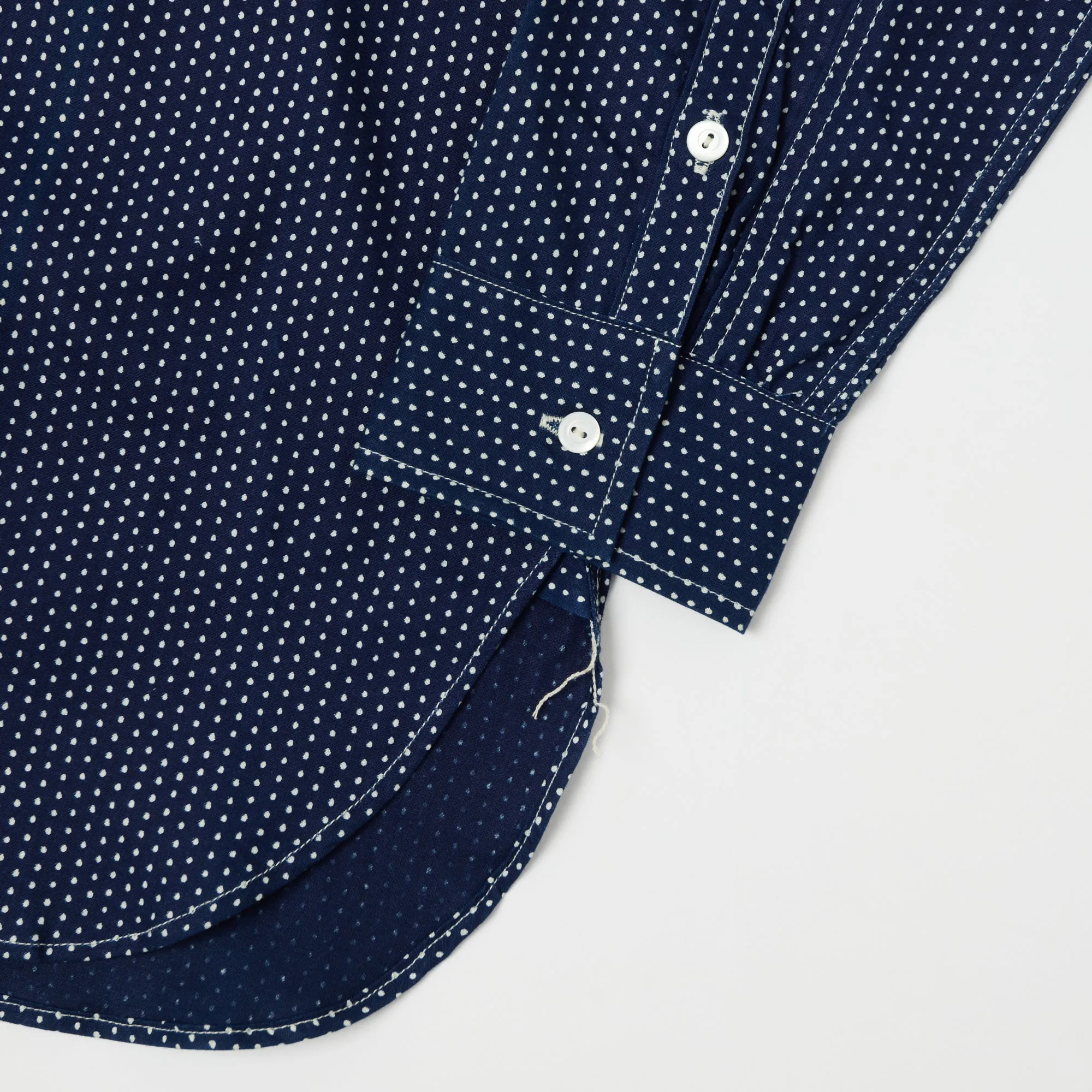 Warehouse 3025 Wide Awake Shirt - Indigo Dot Pattern