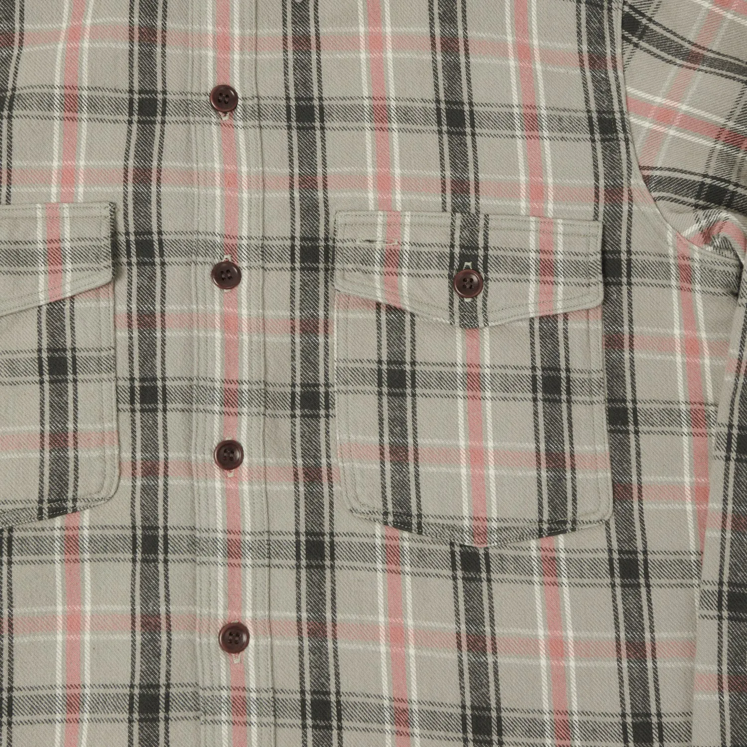 Warehouse & Co 3022 Flannel Shirt W/ Chin Strap - Grey