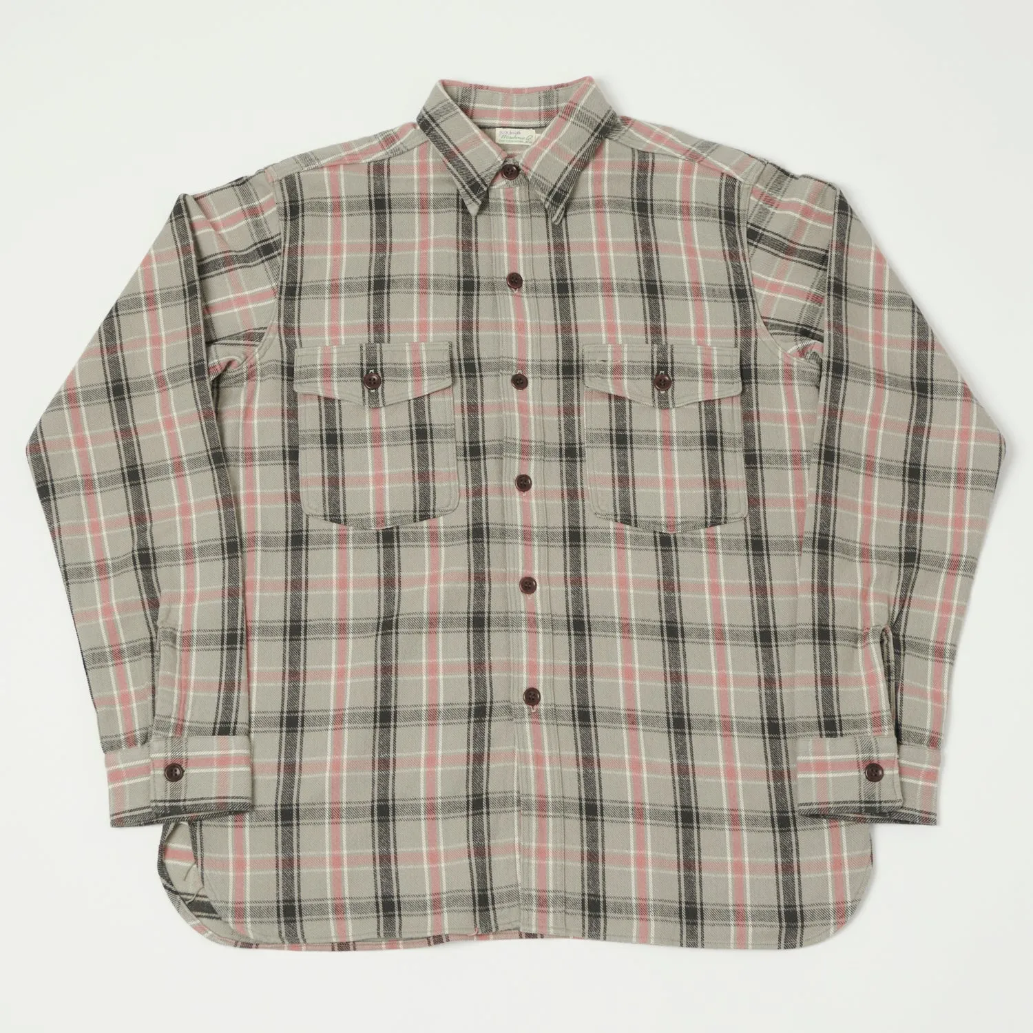 Warehouse & Co 3022 Flannel Shirt W/ Chin Strap - Grey