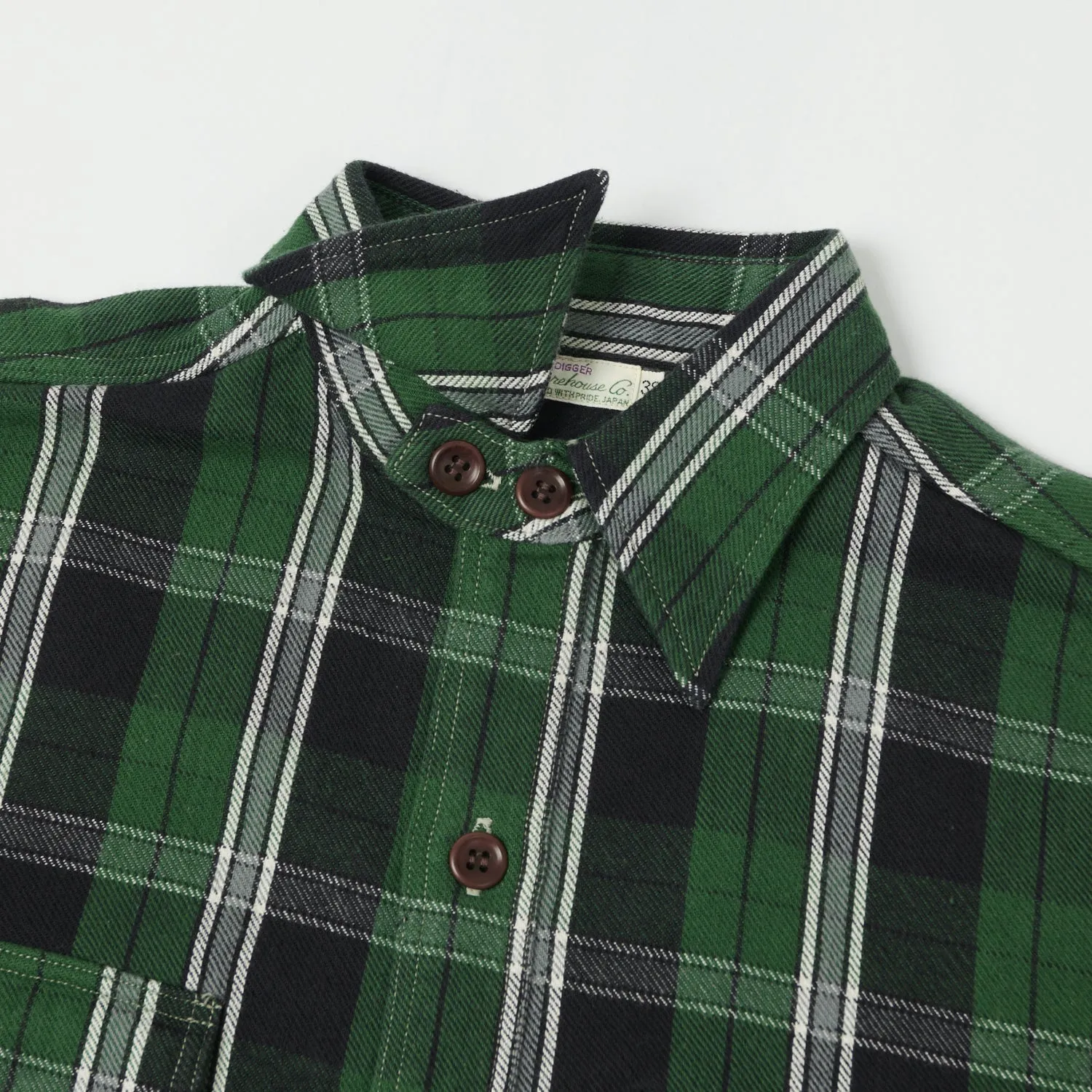 Warehouse & Co 3022 'G Pattern' Check Flannel Shirt - Green