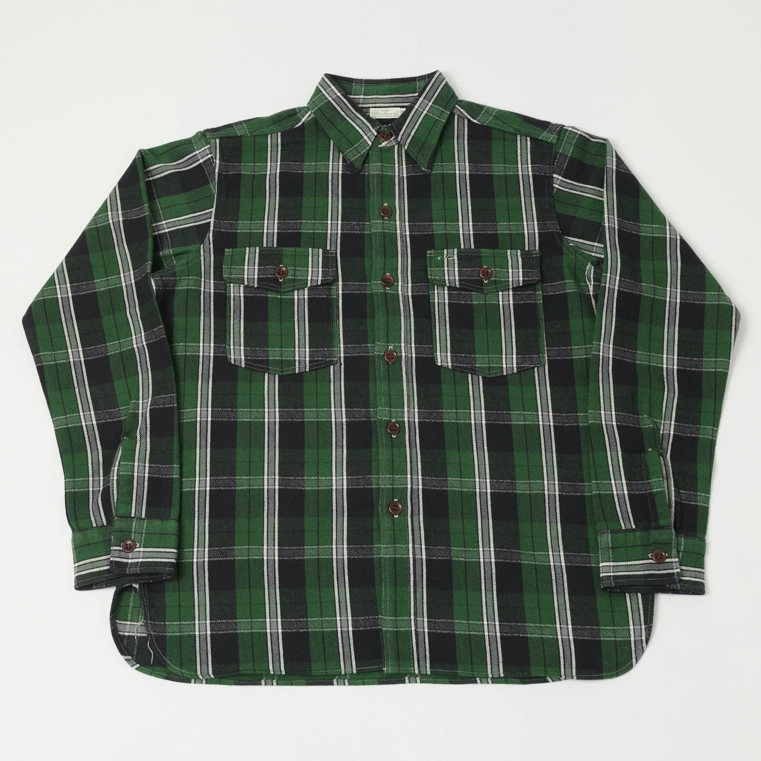 Warehouse & Co 3022 'G Pattern' Check Flannel Shirt - Green
