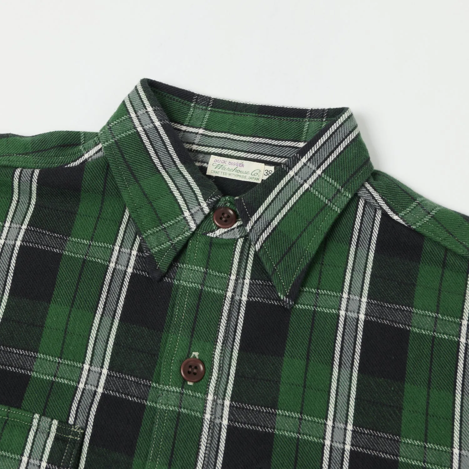 Warehouse & Co 3022 'G Pattern' Check Flannel Shirt - Green