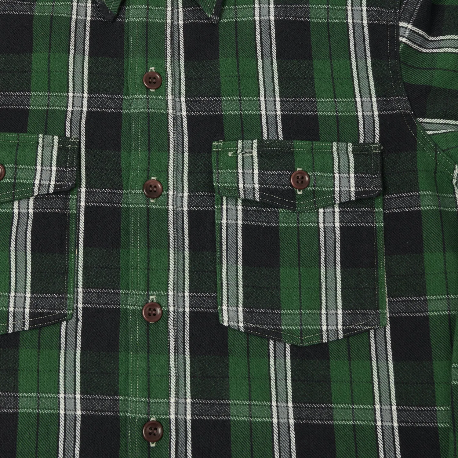 Warehouse & Co 3022 'G Pattern' Check Flannel Shirt - Green