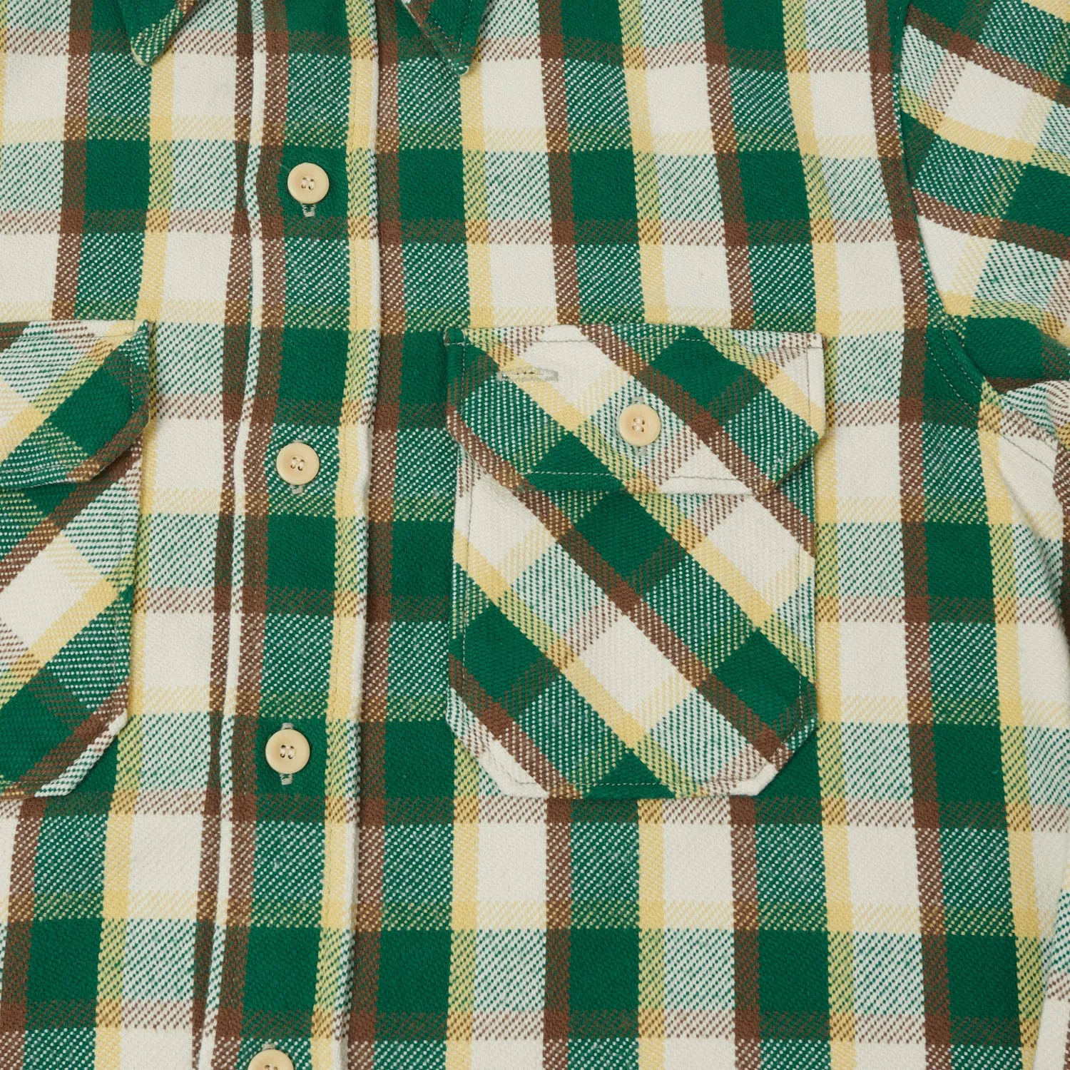 Warehouse & Co 3104 'E Pattern' Check Flannel Shirt - Green