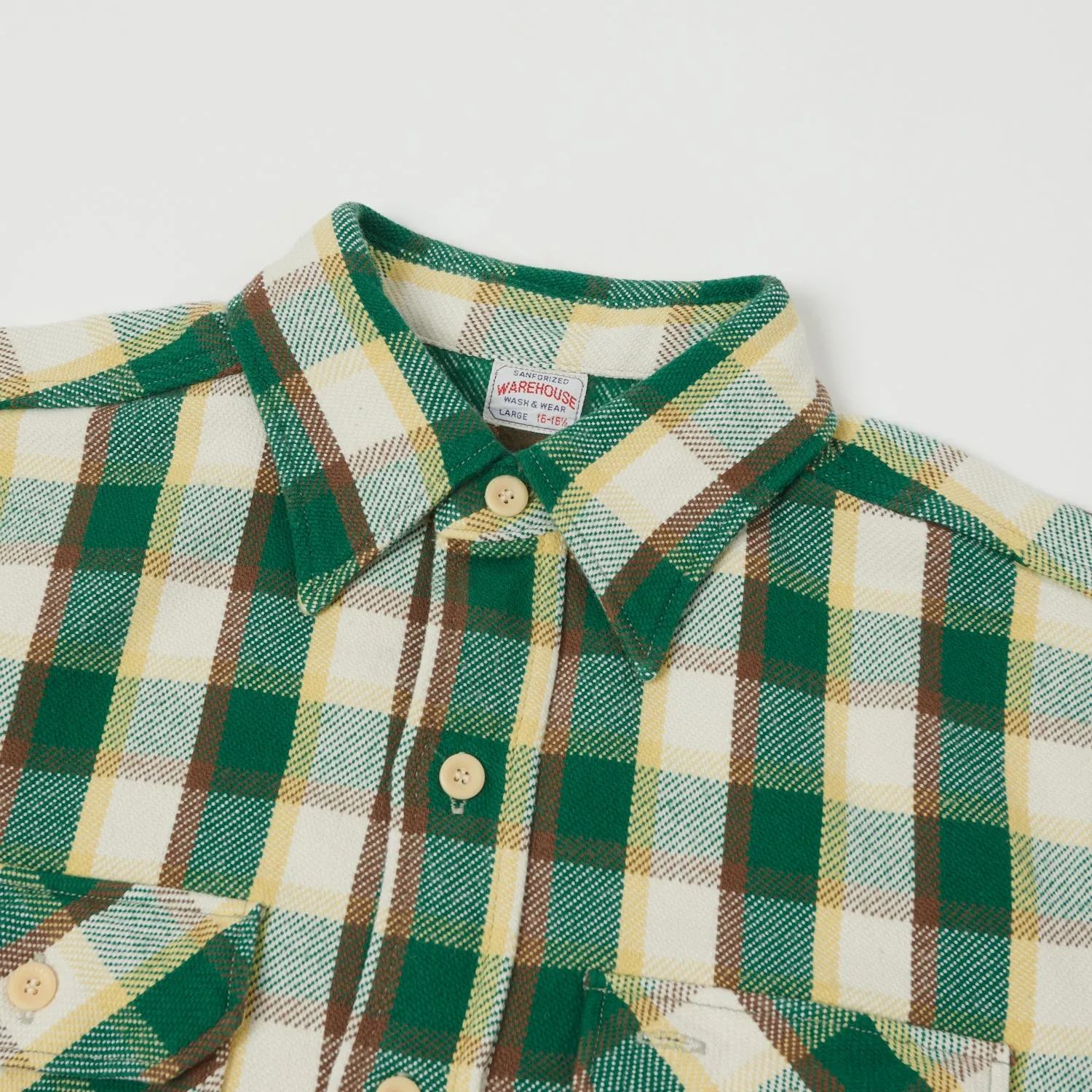 Warehouse & Co 3104 'E Pattern' Check Flannel Shirt - Green