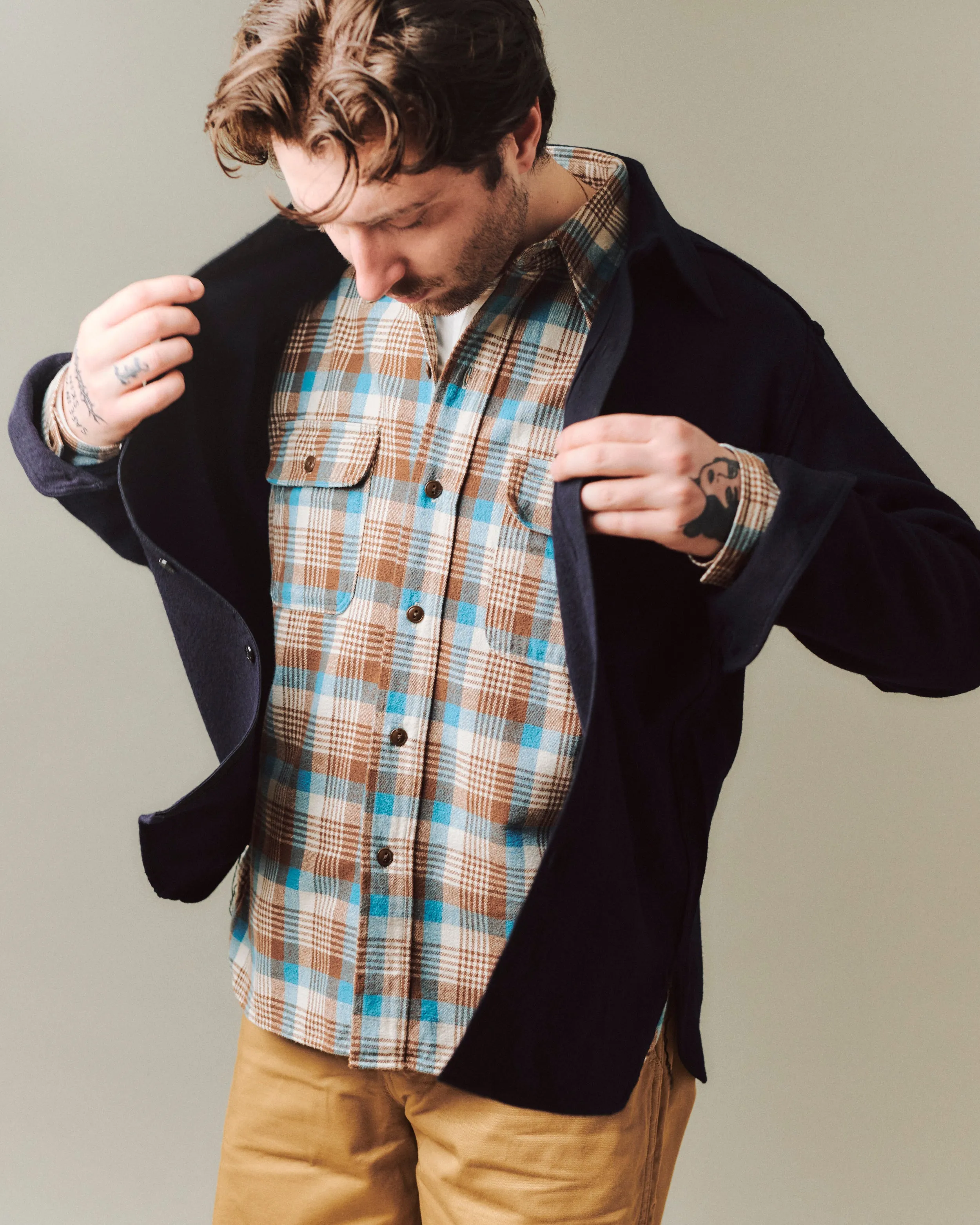 Warehouse & Co 3104  Flannel Shirt 'D Pattern' - Brown