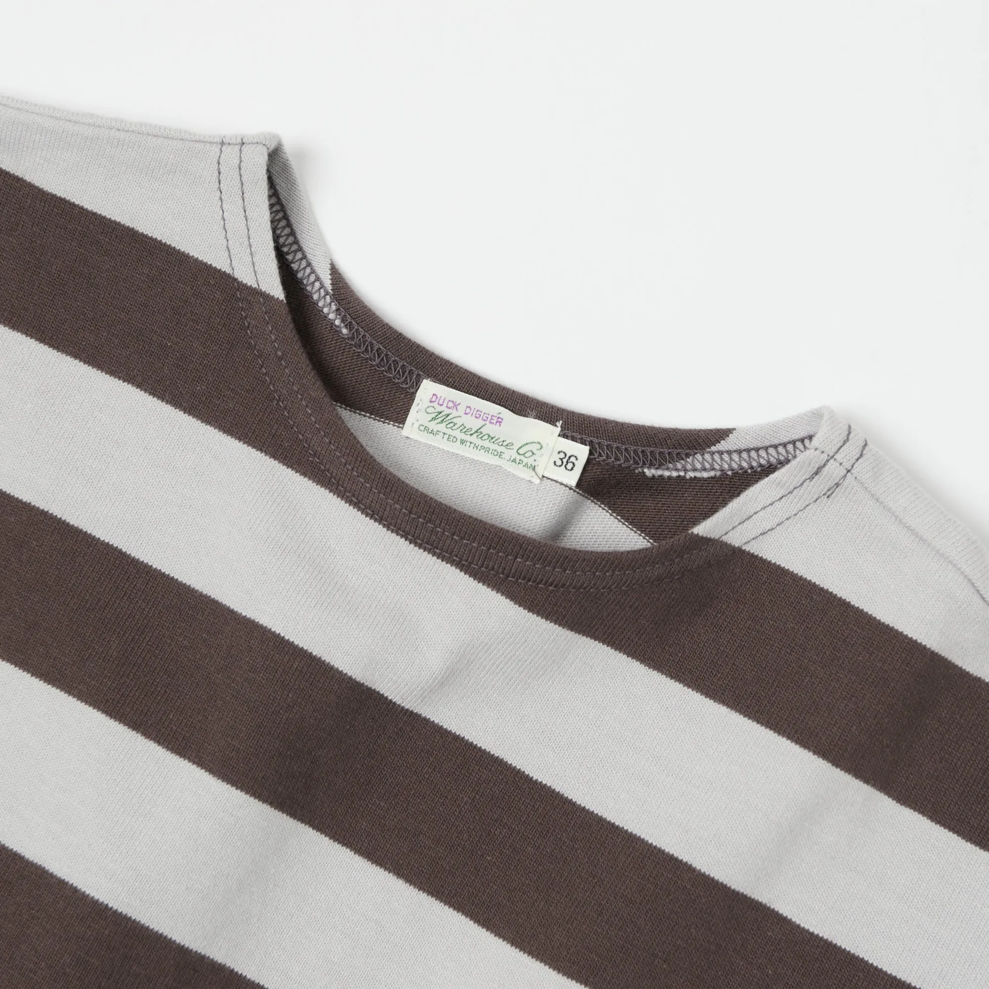 Warehouse & Co 4050 S/S 2 Border Stripe Tee - Grey/Ash