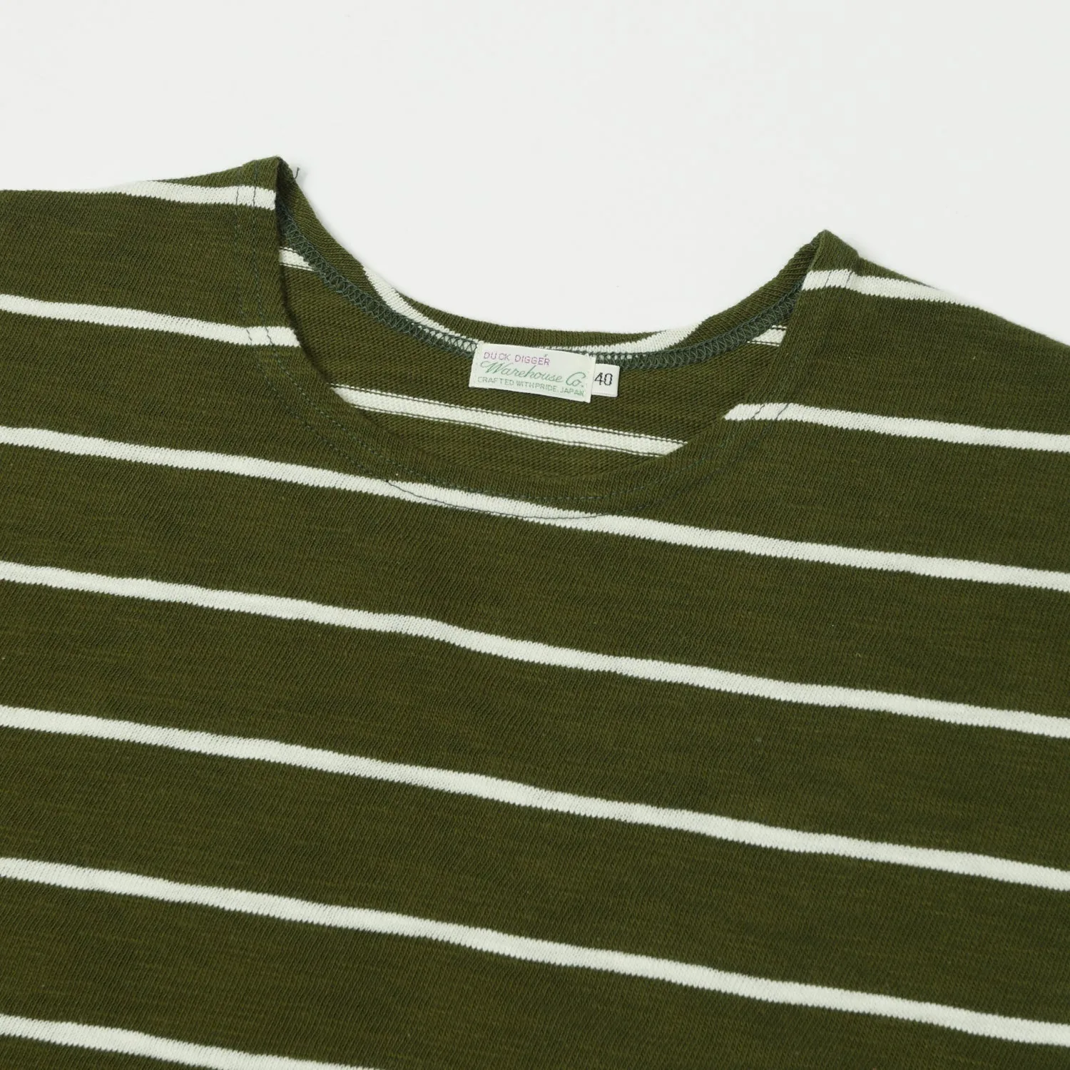 Warehouse & Co 4088 L/S Stripe Tee - Green/Off White